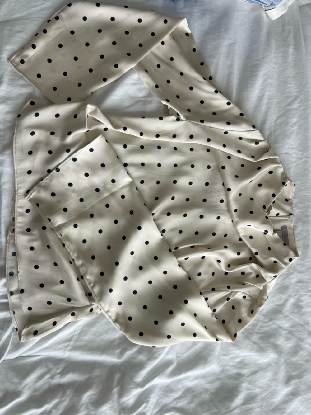 H&M Cream Blouse with Black Polka Dots
